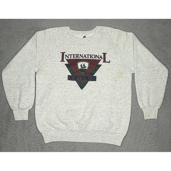 Vintage Other - Vintage 90s International Polo Club Sweatshirt Men Large White Pullover USA Made